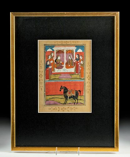 18th C. Indian Mughal Painting - Shah Shahan & Empress