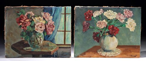 Pair of Mid-Century Still Life Paintings by Ferriot