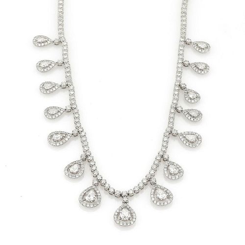 18K 9.00ct Diamond Dangle Charms Fancy Necklace
