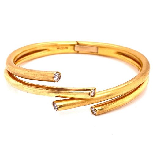 Zolotas Diamond Hinged 18K Cuff Bracelet