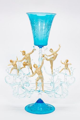 LUCIO BUBACCO "CHEERS" INTAGLIO EROTIC ART GLASS