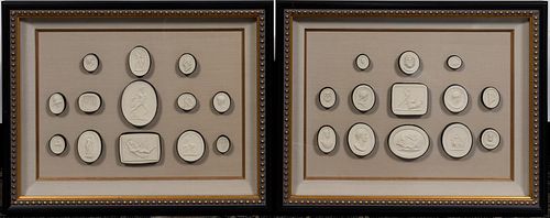 PAIR, FRAMED MIXED GRAND TOUR TYPE INTAGLIOS