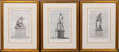 THREE, CLASSICAL MALE NUDE ENGRAVINGS, C. 1784