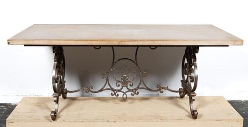 20TH C. FRENCH STYLE CONCRETE AND IRON TABLE