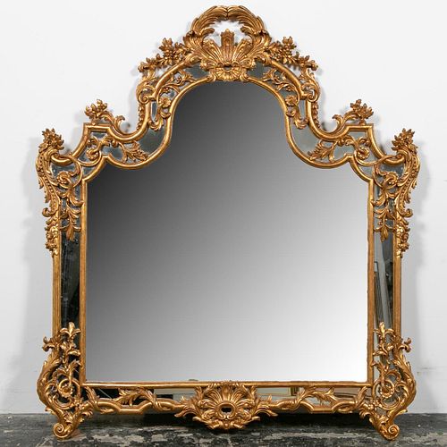 LARGE LABARGE BAROQUE STYLE GILTWOOD MIRROR