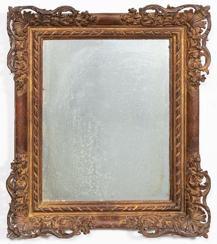 CONTINENTAL BAROQUE STYLE GILTWOOD MIRROR
