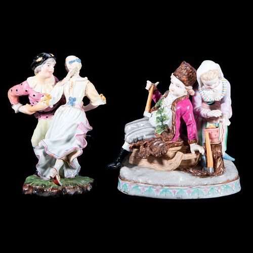 Two Figural Groups, Continental Porcelain.