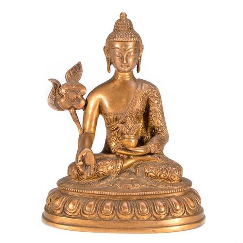 A bronze Buddha.