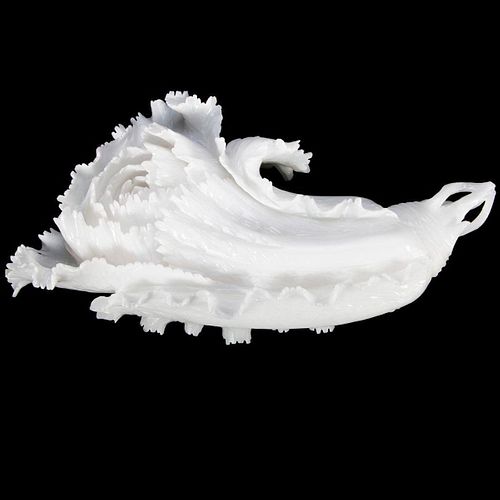White Glass Floral Sculpture.