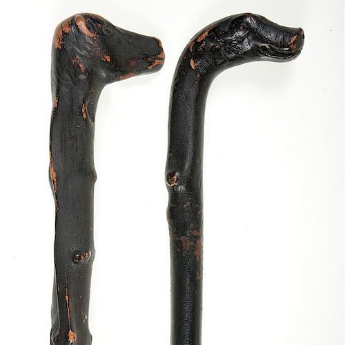 Animal Form Canes in Black Paint 
