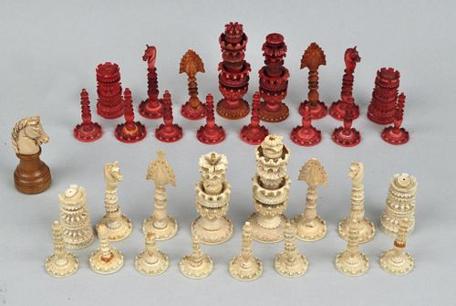 Carved Indian Chess Set