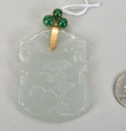Chinese Hand Carved White Jade Pendant