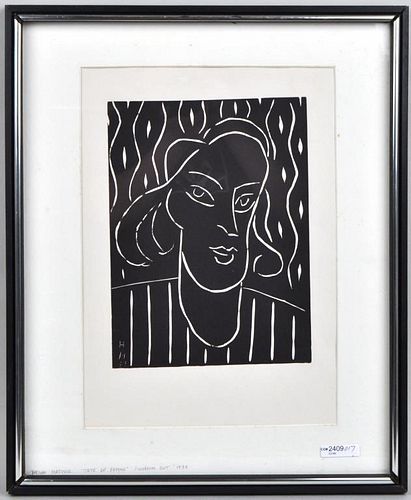 Framed Matisse Print, Possibly Linocut