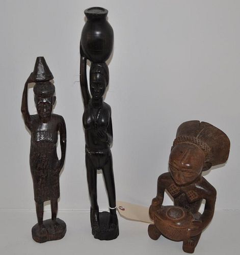 Group Three African Carved Wood Figures