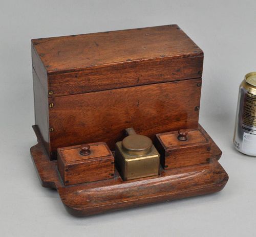 Mahogany Desk Box/Inkwell, 19th C.
