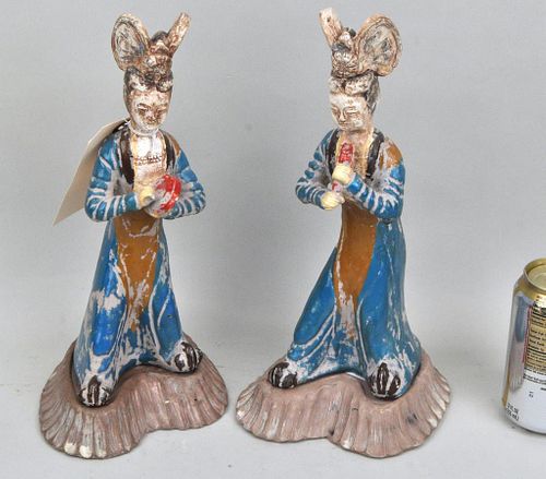 Pair Tang Style Terracotta Figures of Musicians