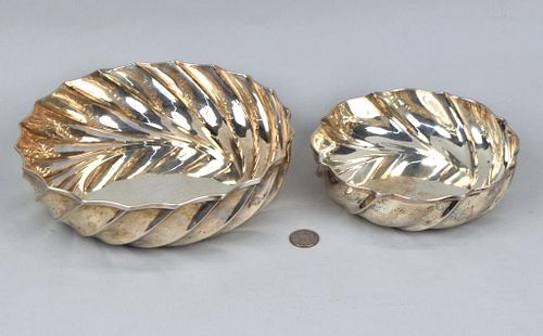 Two Matched Graduated .800 Silver Swirl Form Bowls