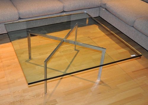 MCM Glass & Chrome Square Low Table