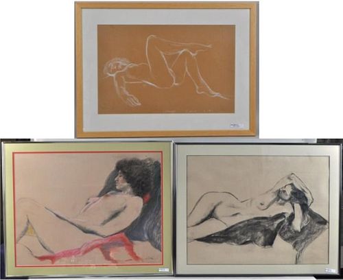 Three Signed Pastel Nudes by Celia Dillon