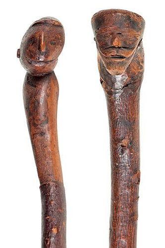 Face-Handled Wood Canes 
