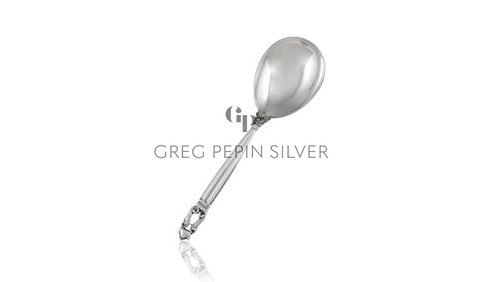 Vintage Georg Jensen Acorn Serving Spoon, Small 115