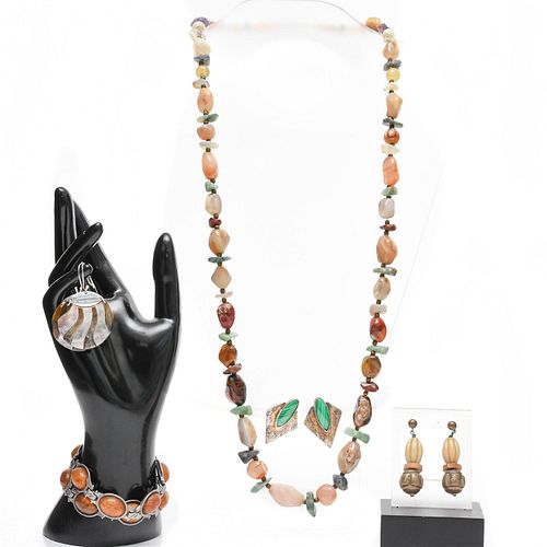 STERLING SILVER AND SEMIPRECIOUS STONE JEWELRY SET