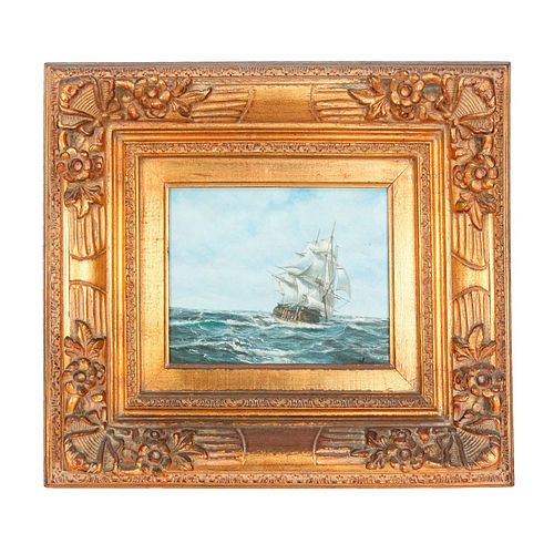 OIL ON CANVAS PAINTING, TALL SHIP