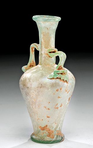 Fine Roman Glass Vase w/ Trail Handles