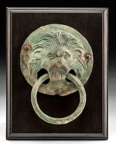 Roman Bronze Lion Head Handle w/ Ring