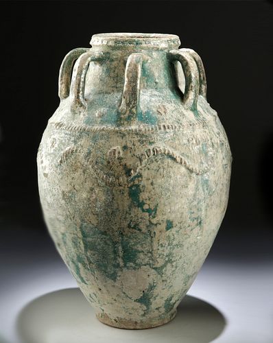 Museum-Exhibited Sassanian Glazed Pottery Jar