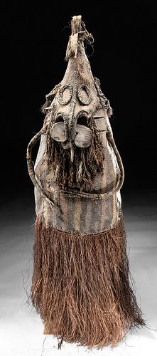 Early 20th C. Papua New Guinea Fiber Dance Mask