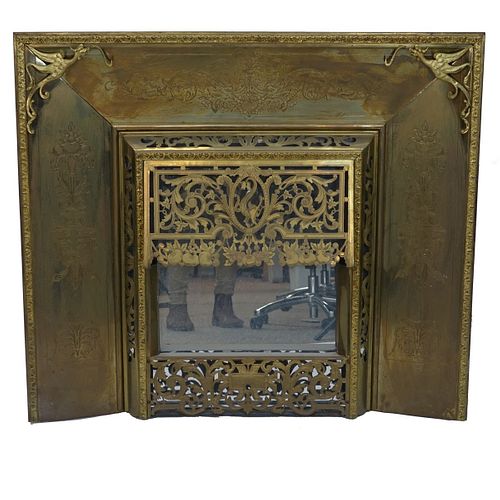 20C Ornate Brass Fireplace Insert