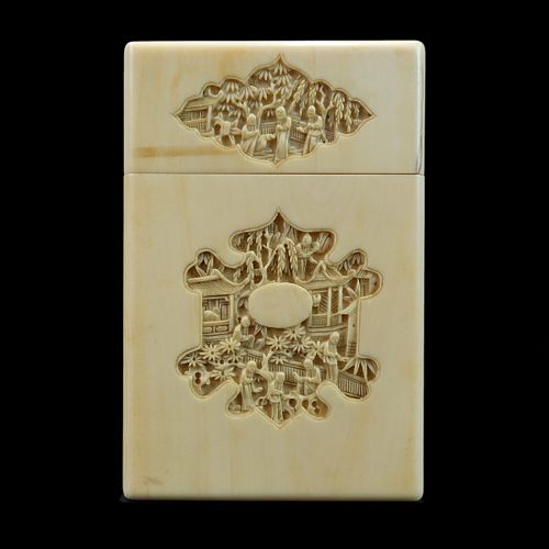 Antique Carved Ivory Chinese Case Box