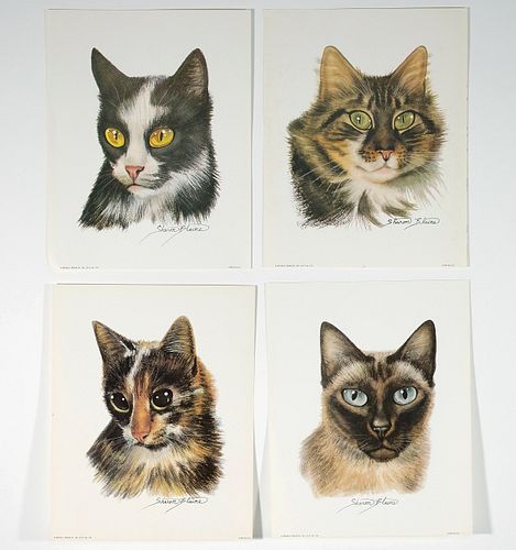 Group, Four Cat Lithographs, Arthur Kaplan 1960's