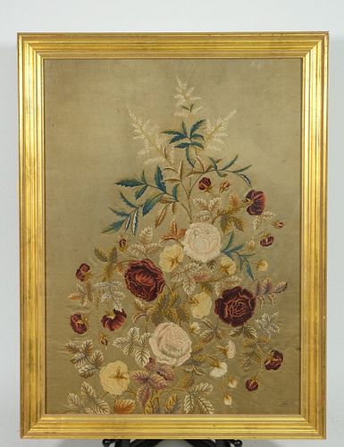 Gilt Framed Floral Embroidery