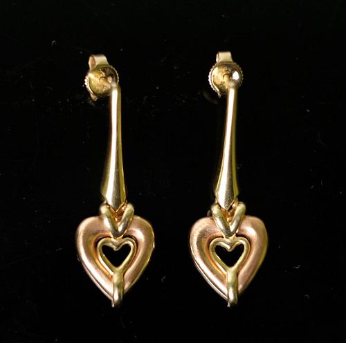 14K Yellow & Rose Gold Heart Earrings
