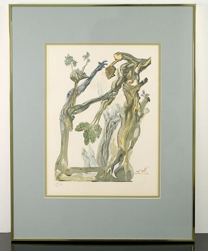 Salvador Dali Engraving Forest of Suicides, 1960