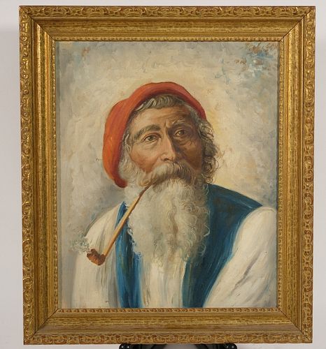 Oil on Board of Continental Man, Signed