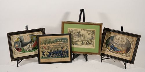 Group, 4 Currier & Ives Hand Colored Lithographs