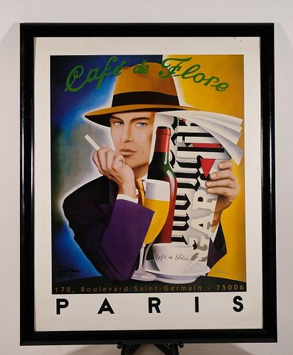 French Drinks Poster Cafe de Flore Paris by Razzia