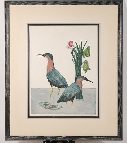 Laura Nevin, Green Herons in the Marsh, 49/100
