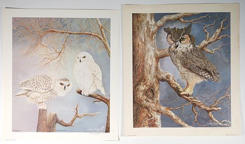 2 Limited Edition Owl Prints by Harry Duncan, ASA