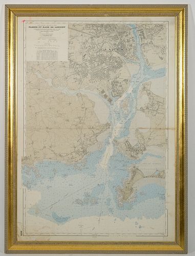 Framed Map Passes and Harbor West Coast France