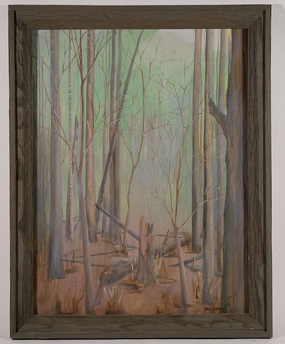 Large Acrylic on Canvas Wooded Landscape