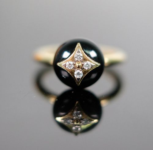 Louis Vuitton Blossom Ring w/ Diamond & Onyx sz6