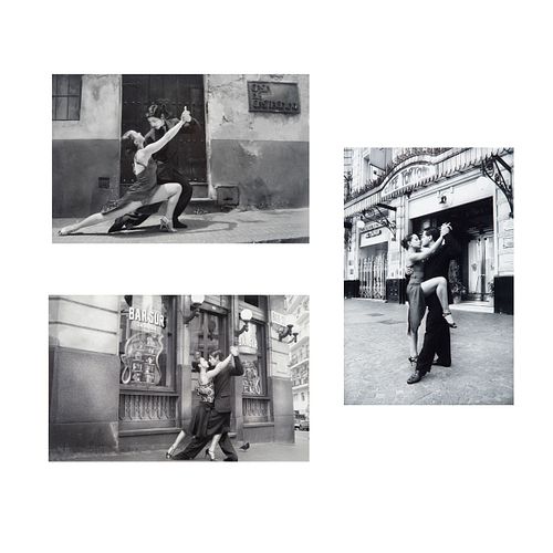 Lote de 3 fotografías. Anónimo. "Tango". Impresión digital. Enmarcadas en madera plateada. 19 x 29 cm y 29 x 19 cm.