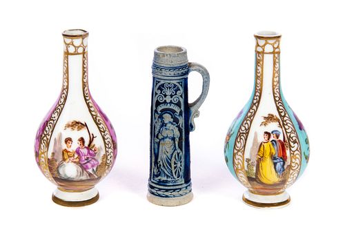 Two Miniature  Meissen Cabinet Vases
