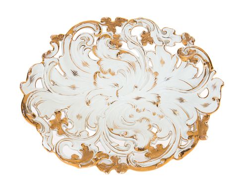 Meissen Gold Painted Serving Dish with Reticulated