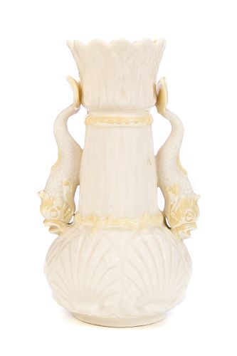 Belleek Porcelain Vase Fish handles