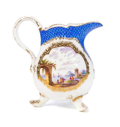 Meissen Pitcher Sail boats and harbor scene